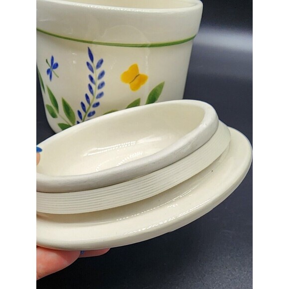 Crock Shop Santa Ana California Cookie Jar Canister with Lid Blue Green Floral - Picture 7 of 11